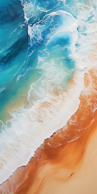 Des œuvres d'art hyperréalistes sur l'océan, du sable bleu et de l'eau orange.