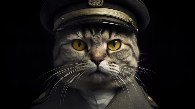 Officier de chat sur fond sombre