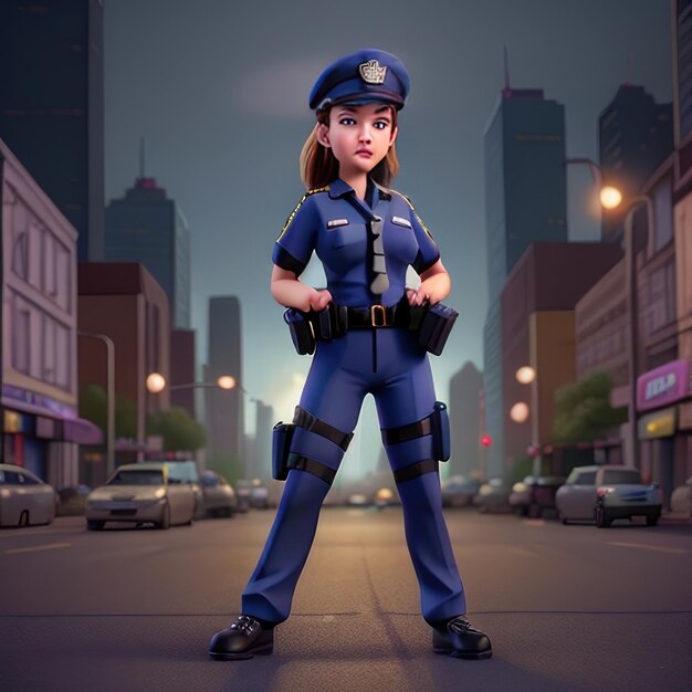 Officier de police féminin avec la ville en arrière-plan Generative AI