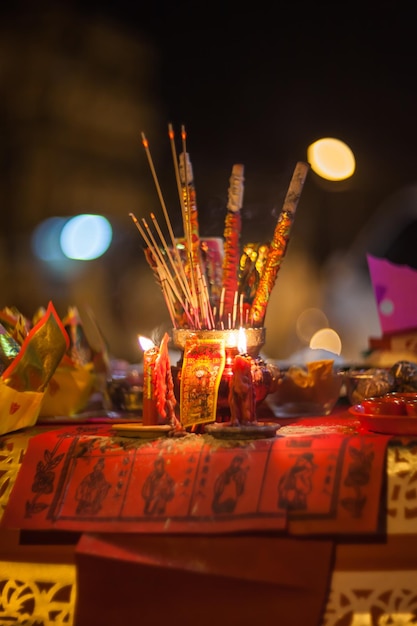 Offrandes de nourriture pour les cérémonies du Nouvel An chinois