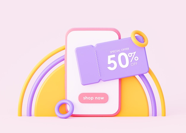 Photo offre spéciale chèque cadeau de réduction 50% de réduction