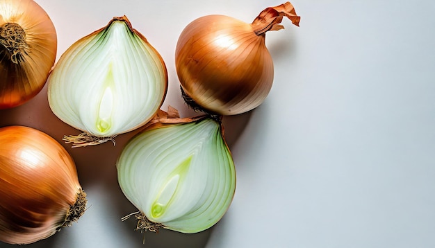 Oignons coupés en deux