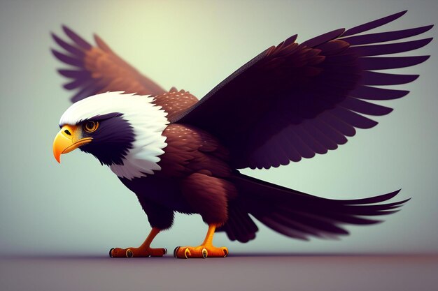 L'oiseau aigle chauve illustré en 3D