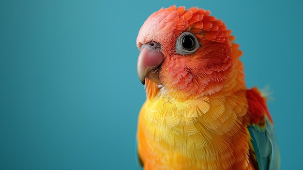 Un oiseau d'amour mignon isolé sur un fond bleu Copier l'espace