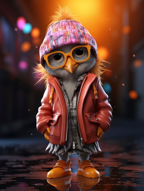 Photo un oiseau animé mignon en 3d