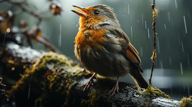 un oiseau assis sur la branche de la forêt