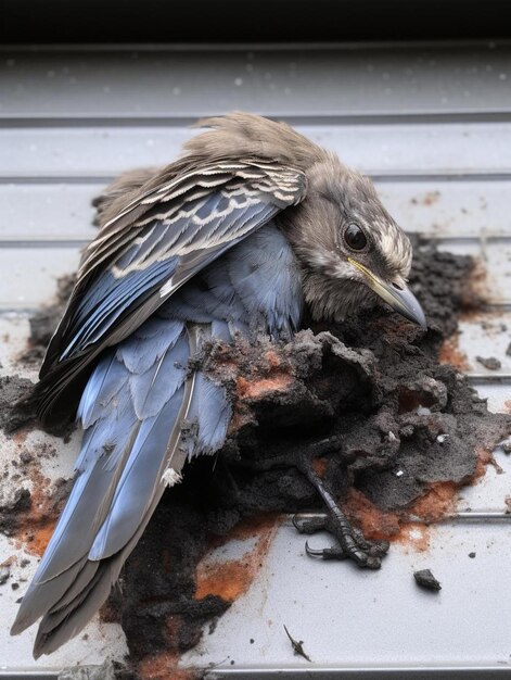 un oiseau assis dans la terre