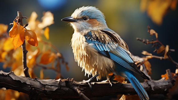 oiseau au sommet d'une branche brune pendant la journée ai généré