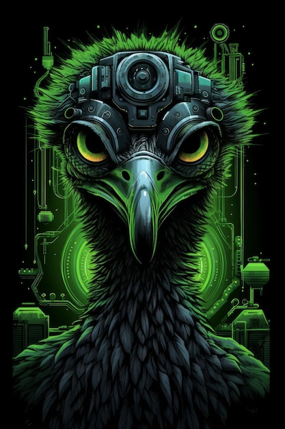 Un oiseau aux yeux verts et à la tête verte sur fond vert.