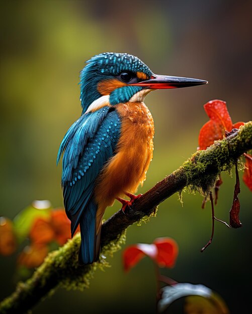 un oiseau avec un bec bleu et orange est assis sur une branche