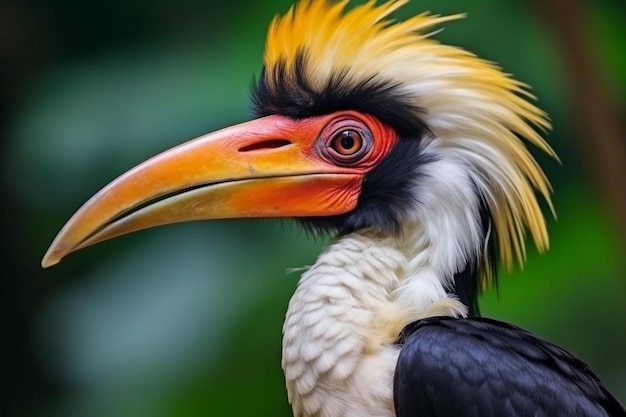 Photo un oiseau avec un bec jaune et orange et une tête jaune