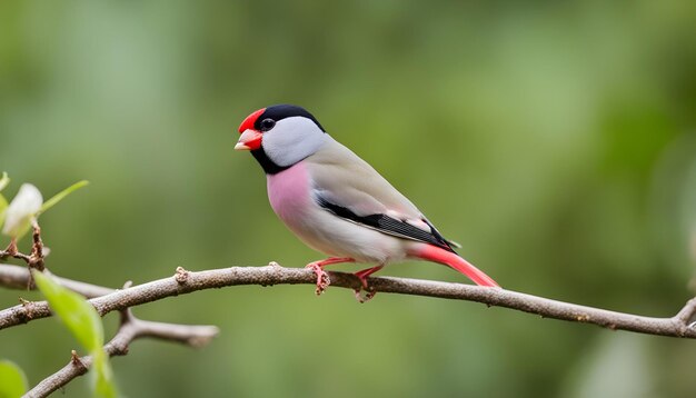 Photo un oiseau à bec rouge et un bec noir à bec rouge