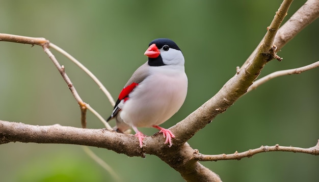 Photo un oiseau à bec rouge et un bec noir à bec rouge