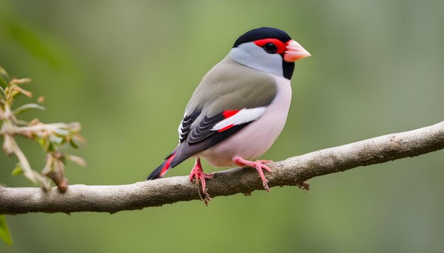 un oiseau avec un bec rouge et une tête noire et blanche