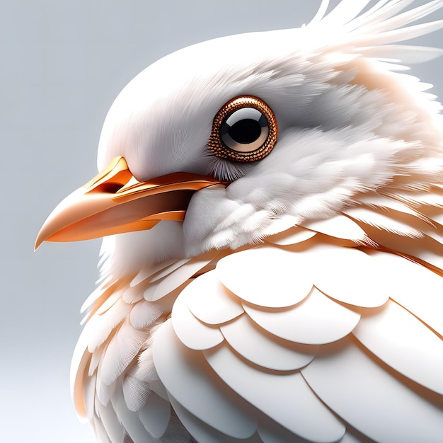 Oiseau blanc élégant avec bec et oeil dorés