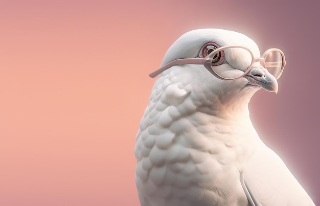 Un oiseau blanc avec une paire de lunettes dessus