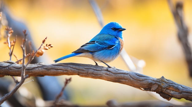 un oiseau bleu assis sur une branche dans un arbre