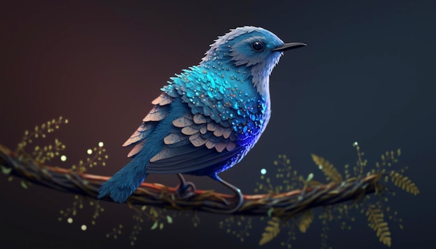Oiseau bleu sur une branche IA générative IA générative