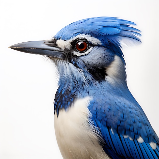 L'oiseau bleu sur un fond blanc