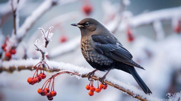 Oiseau sur une branche d'arbre, fond d'écran HD 8K, image photographique