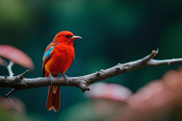 Photo l'oiseau bullfinch est assis sur un bouquet de baies rouges et tient une baie rouge dans son bec