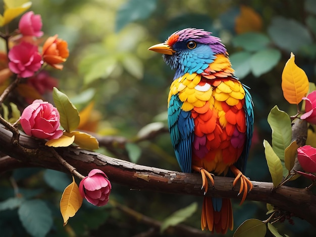 Un oiseau coloré dans la forêt ai généré