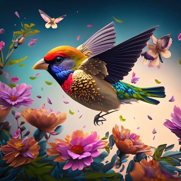 Oiseau coloré dans la nature