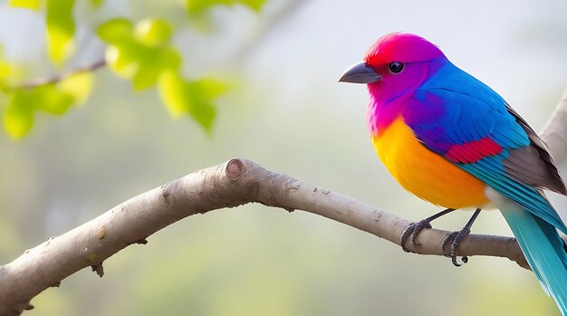 Photo un oiseau coloré est assis sur une branche.