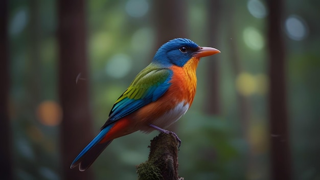 Photo un oiseau coloré est perché sur une branche