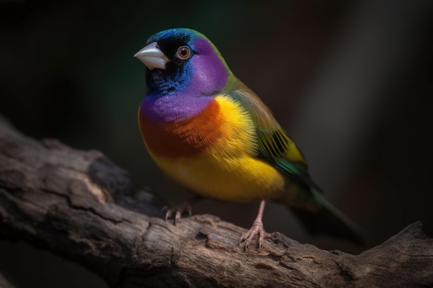 Un oiseau coloré avec un fond sombre