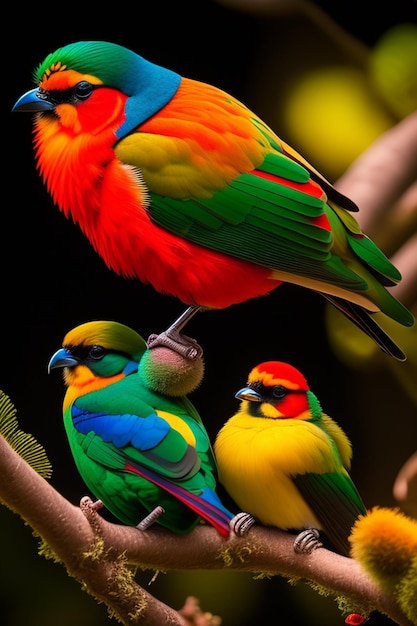 Un oiseau coloré avec un long bec est assis sur une branche.