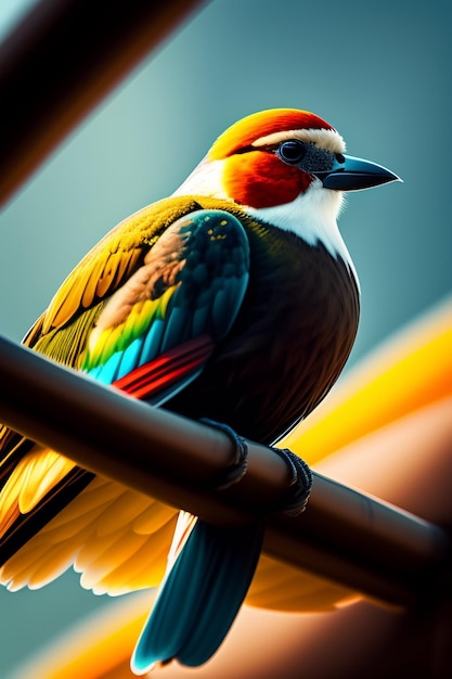 Photo oiseau coloré oiseau volant dans le ciel généré ai