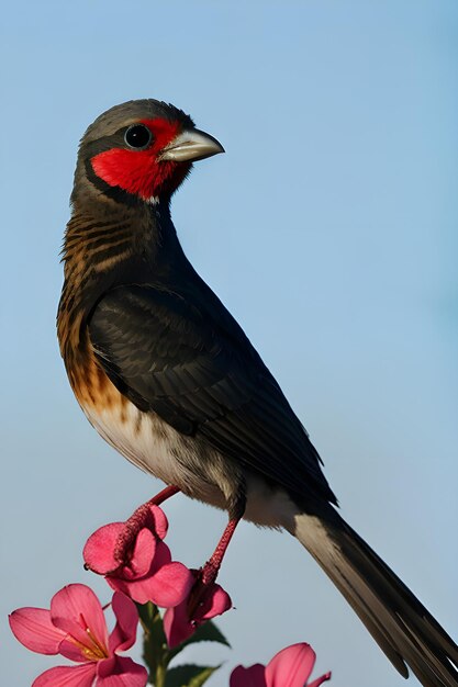 Photo un oiseau coloré perché sur une fleur