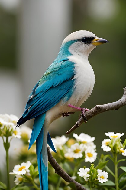 Un oiseau coloré perché sur une fleur