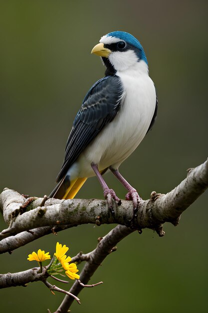 Un oiseau coloré perché sur une fleur