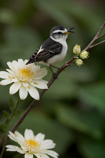 Un oiseau coloré perché sur une fleur