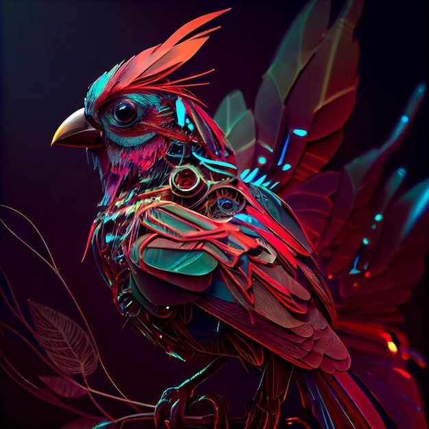 Un oiseau coloré avec une plume sur la tête est assis sur une branche.