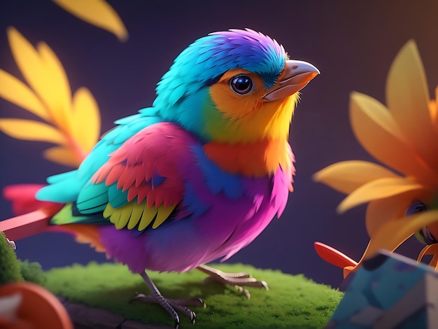 Un oiseau coloré se repose sur une branche dans une forêt