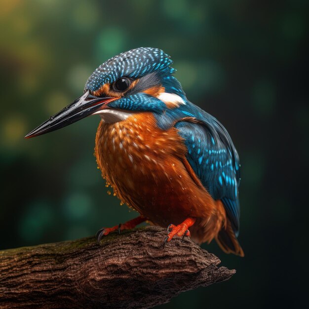 un oiseau coloré avec une tête bleue et un bec orange est assis sur une branche.