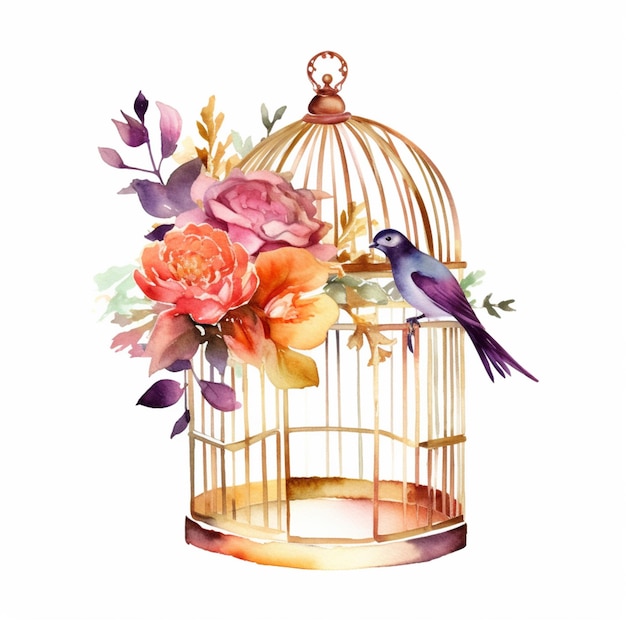 cages à oiseaux décoratives avec fleurs à l'extérieur, décoration de jardin  et de rue 9996801 Photo de stock chez Vecteezy