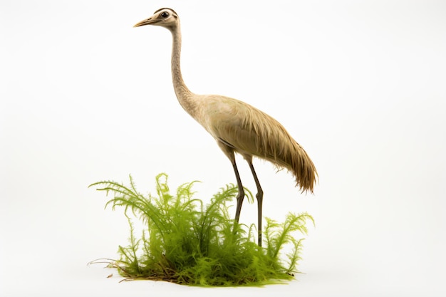 un oiseau debout sur un petit carré d’herbe