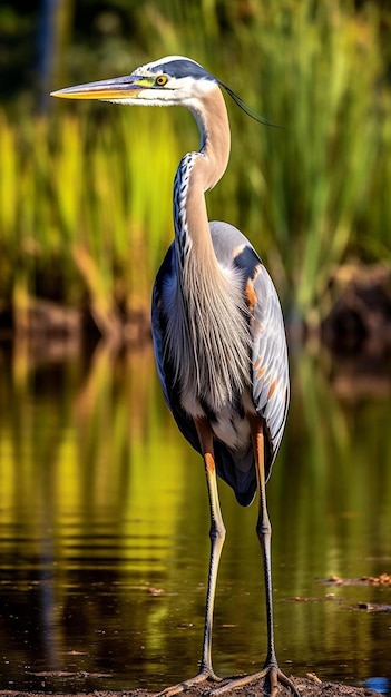 un oiseau debout sur un rocher dans l'eau