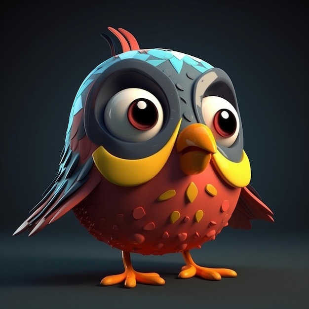 oiseau de dessin animé coloré 3d