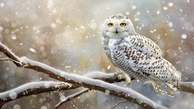 L'oiseau du hibou blanc de neige