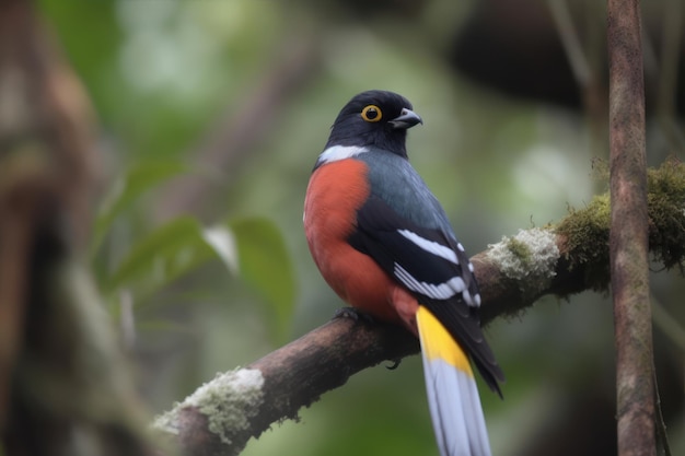 Un oiseau est assis sur une branche dans la forêt amazonienne.