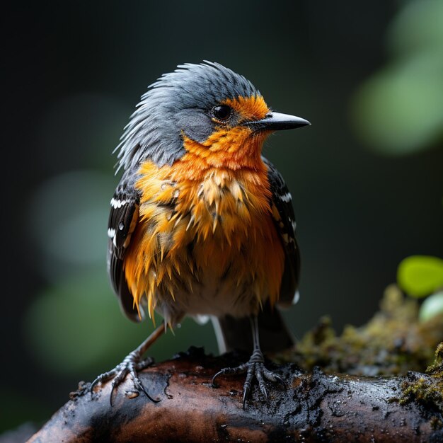 un oiseau est assis sur une branche avec un fond flou