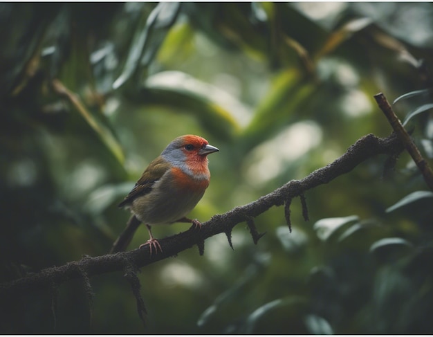 un oiseau est perché sur une branche avec un fond flou