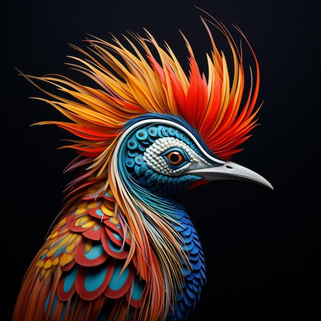Oiseau exotique au motif complexe de plumes