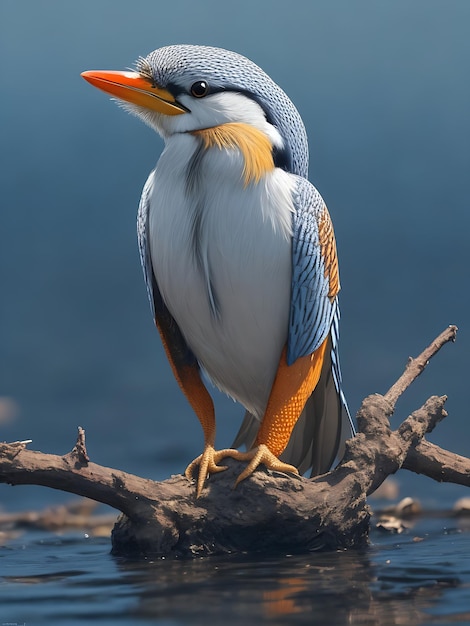 Oiseau exotique coloré assis sur la clôture de fleurs Résumé fond de printemps art numérique ai