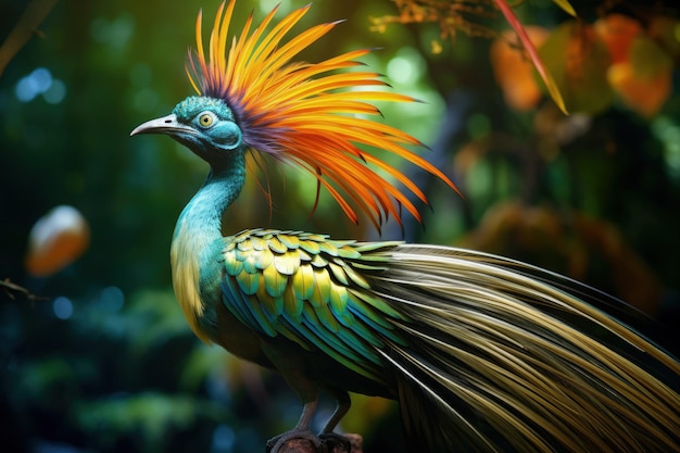 Oiseau exotique du paradis dans la jungle tropicale Illustration IA générative